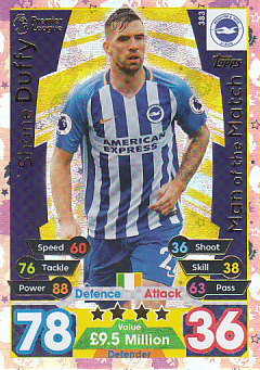 Shane Duffy Brighton & Hove Albion 2017/18 Topps Match Attax Man of the Match #383